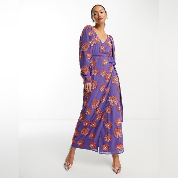 ASOS EDITION Purple Midi dress SIZE US 4 - Picture 4 of 4
